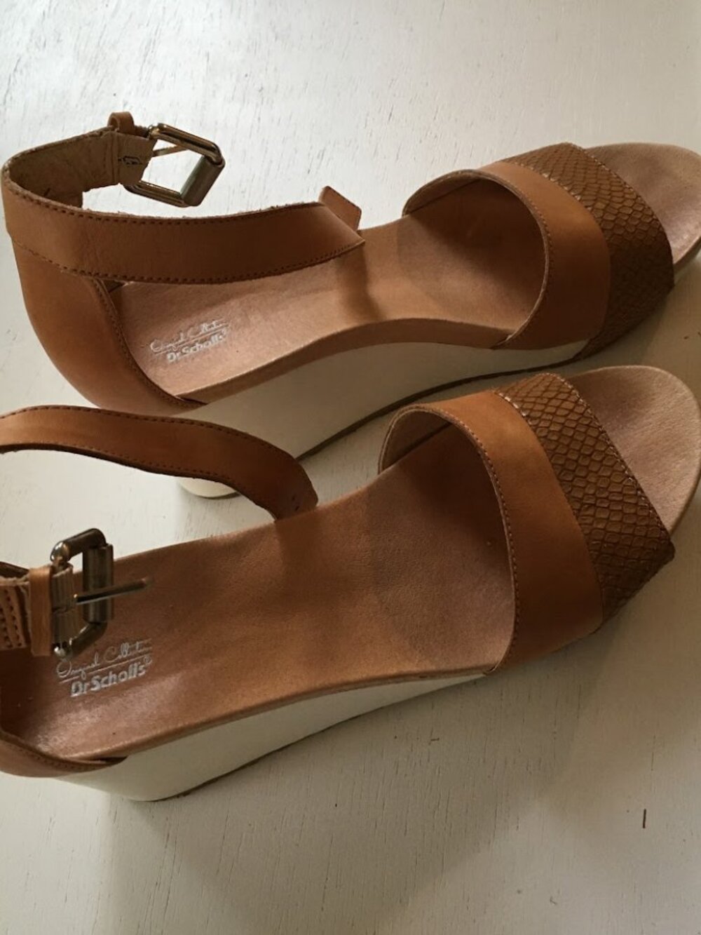 Dr. Scholl's Original Collection Warner Wedge Sandal Size 10 Tan